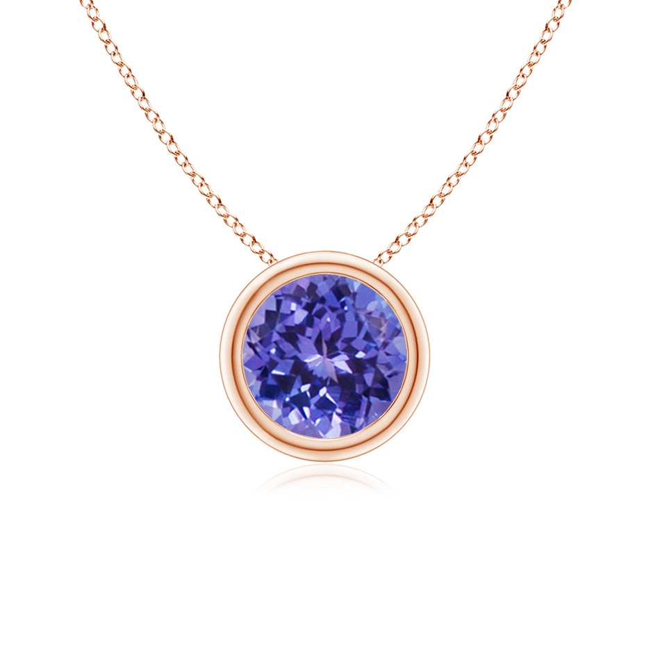 6mm AA Bezel-Set Round Tanzanite Solitaire Pendant in Rose Gold 