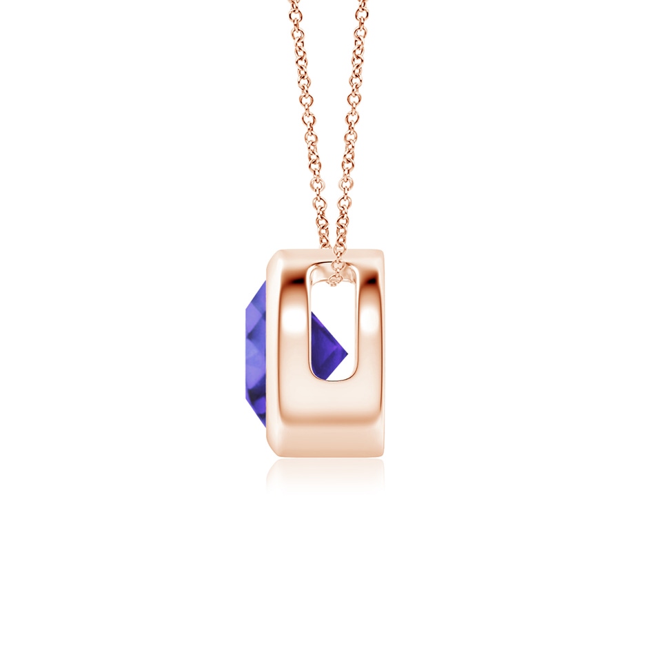 6mm AA Bezel-Set Round Tanzanite Solitaire Pendant in Rose Gold side 199
