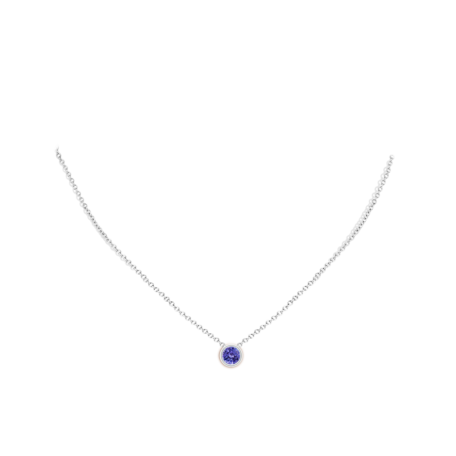 6mm AA Bezel-Set Round Tanzanite Solitaire Pendant in White Gold pen