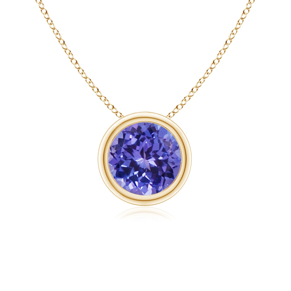 6mm AA Bezel-Set Round Tanzanite Solitaire Pendant in Yellow Gold 