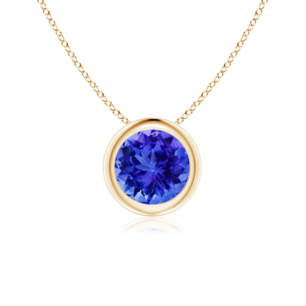 6mm AAA Bezel-Set Round Tanzanite Solitaire Pendant in 9K Yellow Gold 