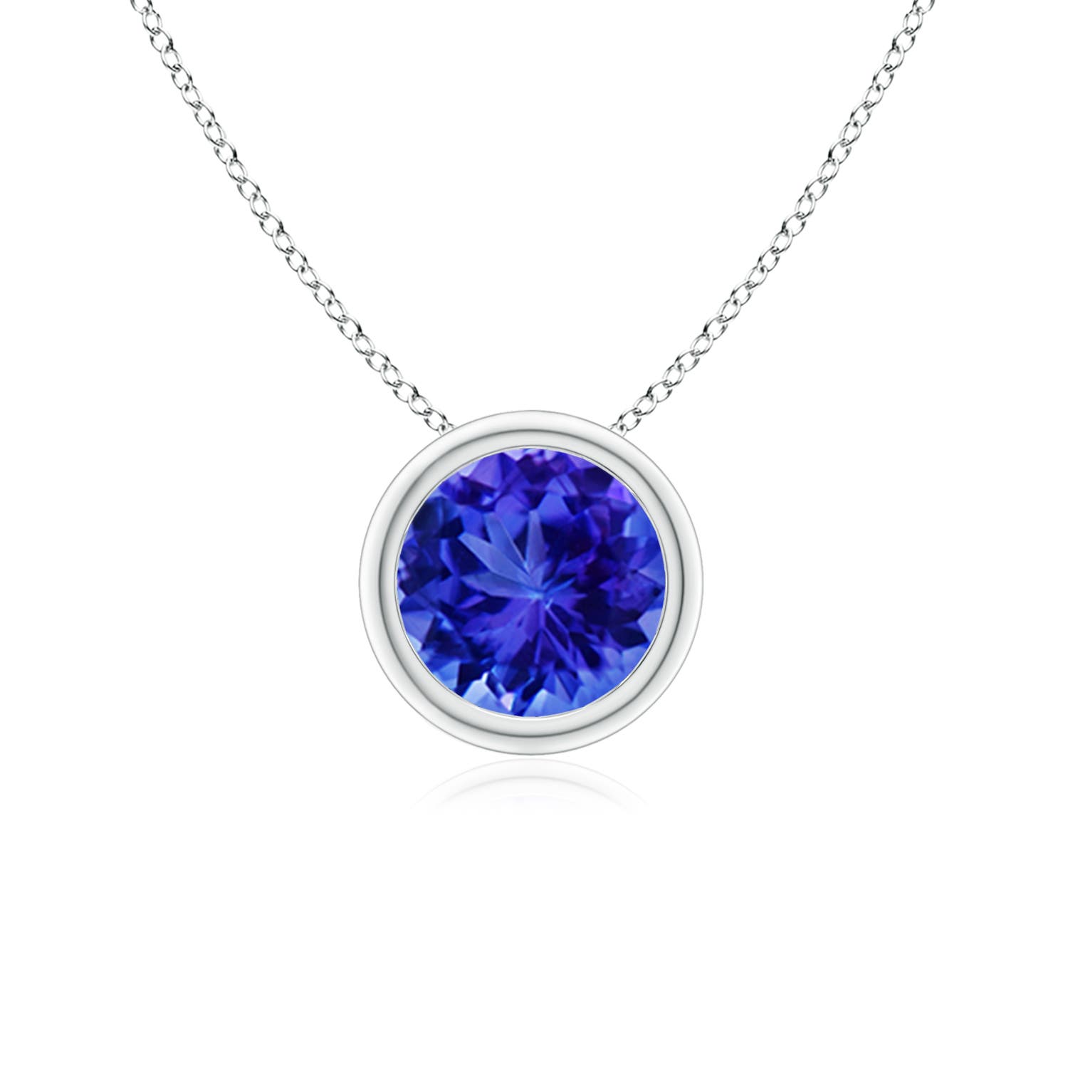 6mm AAA Bezel-Set Round Tanzanite Solitaire Pendant in P950 Platinum