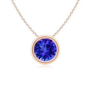 6mm AAA Bezel-Set Round Tanzanite Solitaire Pendant in Rose Gold