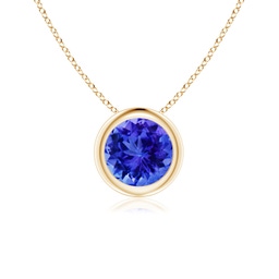 6mm AAA Bezel-Set Round Tanzanite Solitaire Pendant in Yellow Gold