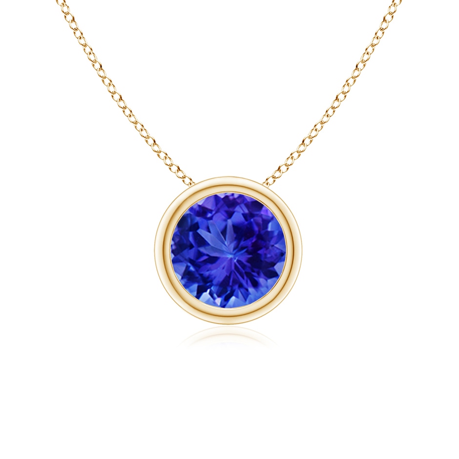 6mm AAA Bezel-Set Round Tanzanite Solitaire Pendant in Yellow Gold 