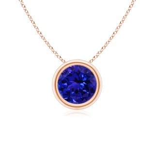 6mm AAAA Bezel-Set Round Tanzanite Solitaire Pendant in 18K Rose Gold