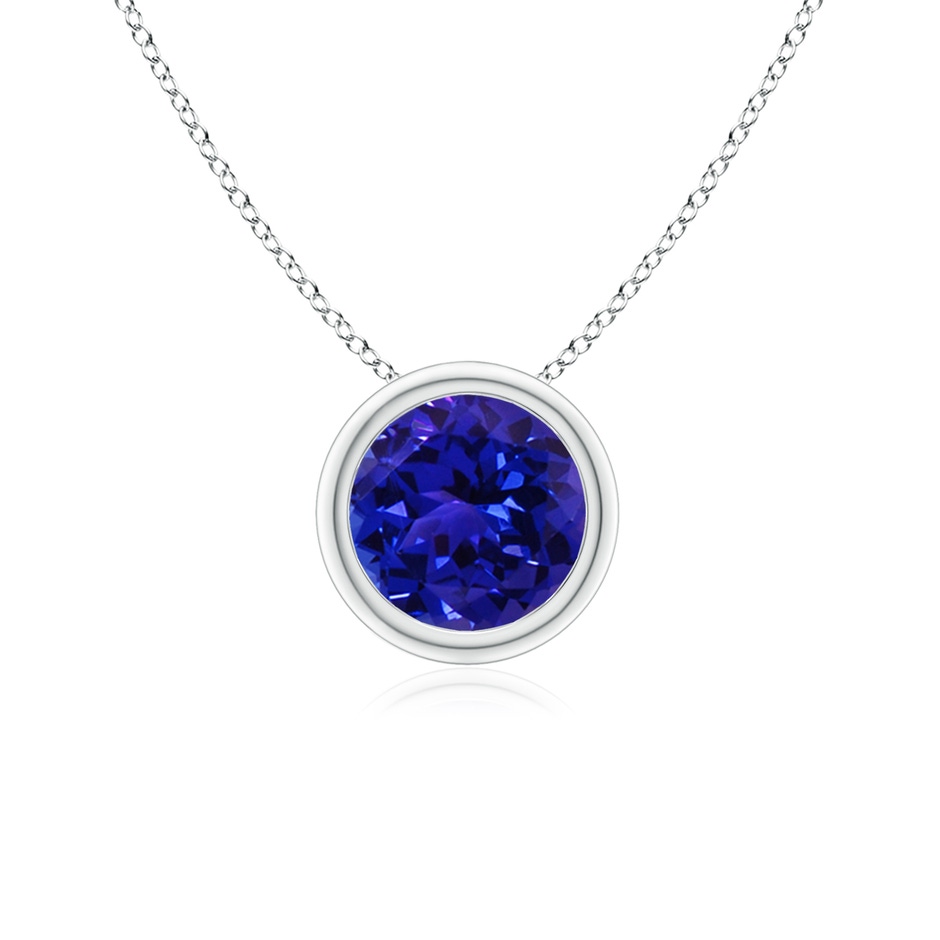 6mm AAAA Bezel-Set Round Tanzanite Solitaire Pendant in P950 Platinum 