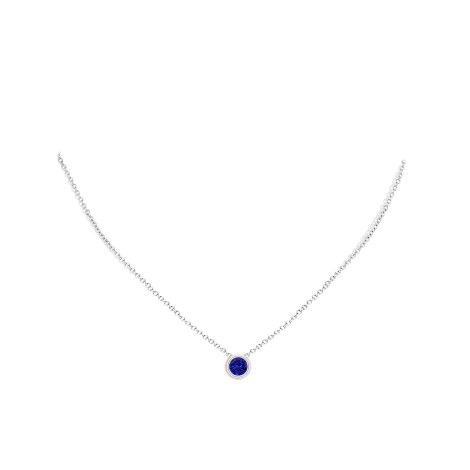 6mm AAAA Bezel-Set Round Tanzanite Solitaire Pendant in P950 Platinum pen