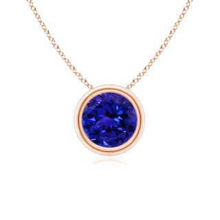 6mm AAAA Bezel-Set Round Tanzanite Solitaire Pendant in Rose Gold