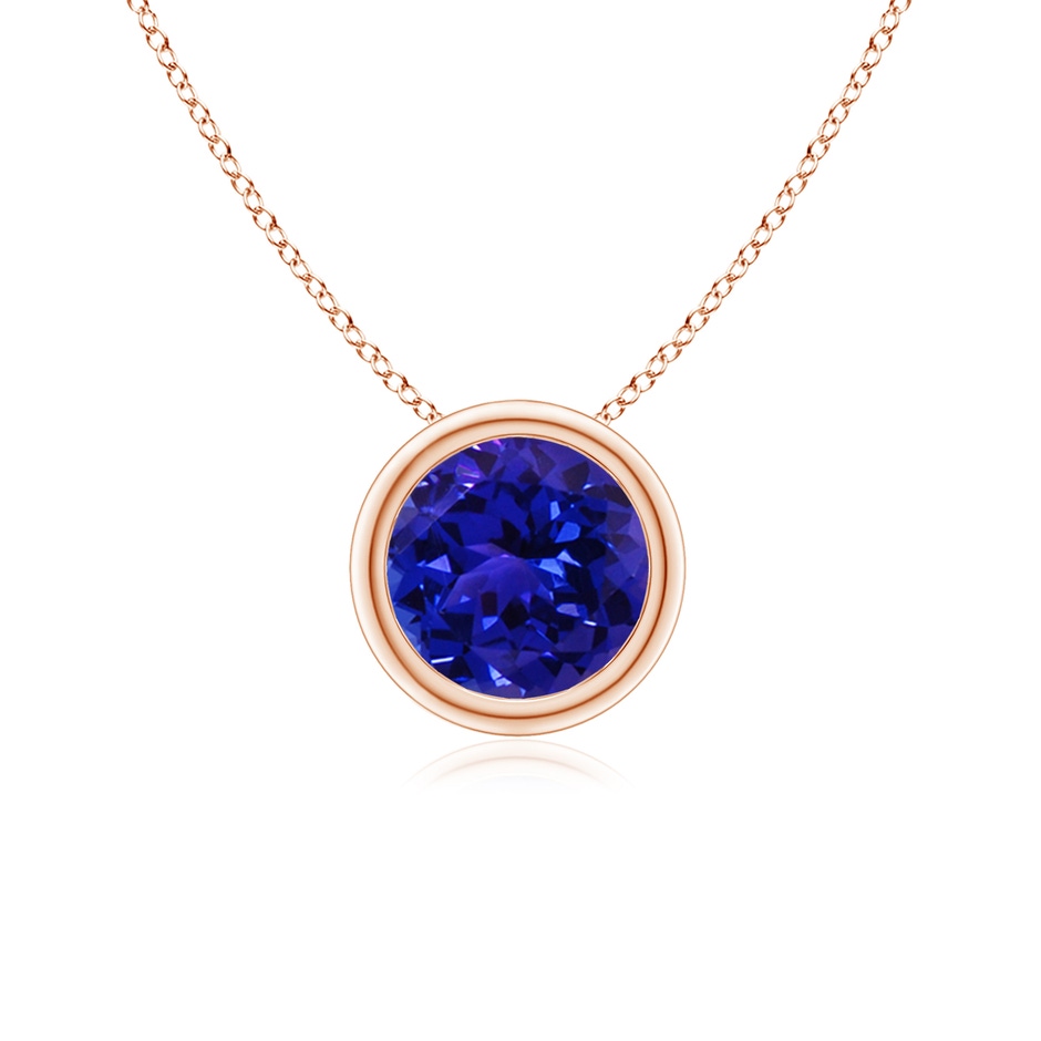 6mm AAAA Bezel-Set Round Tanzanite Solitaire Pendant in Rose Gold 