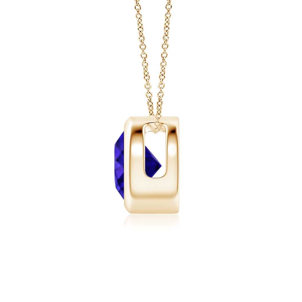 6mm AAAA Bezel-Set Round Tanzanite Solitaire Pendant in Yellow Gold Side 1