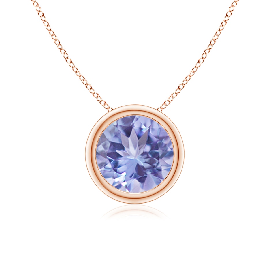 7mm A Bezel-Set Round Tanzanite Solitaire Pendant in 18K Rose Gold 