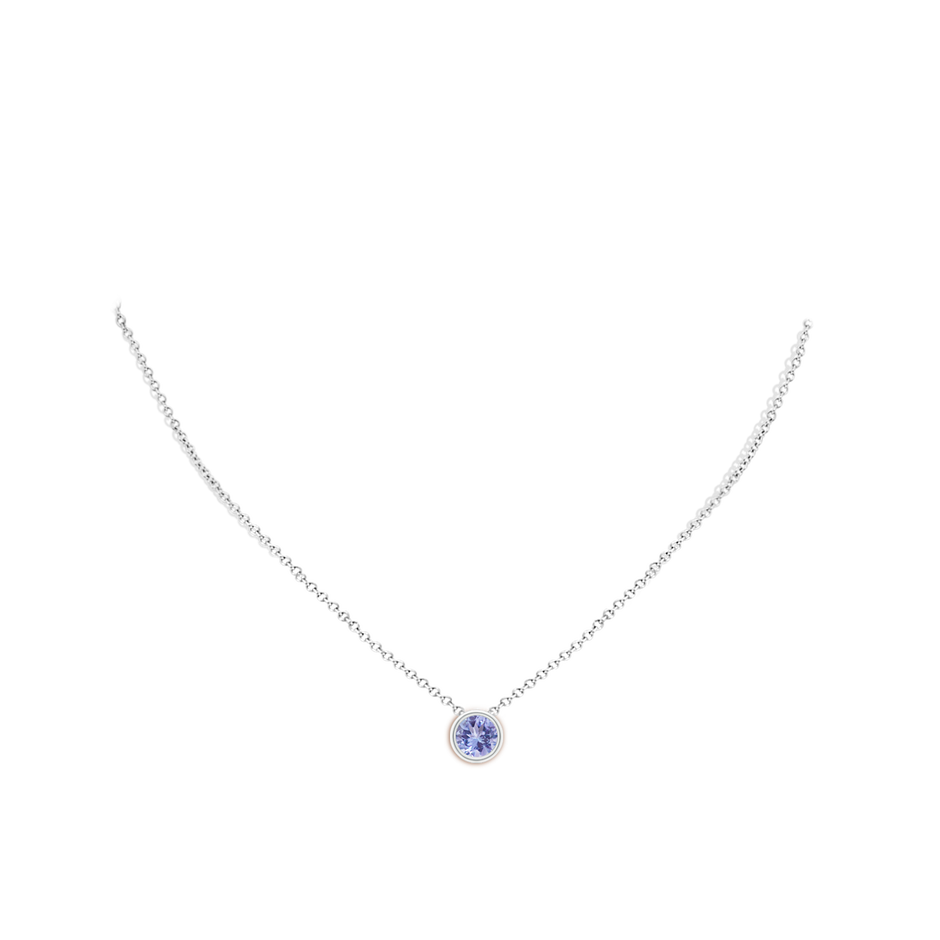 7mm A Bezel-Set Round Tanzanite Solitaire Pendant in P950 Platinum pen