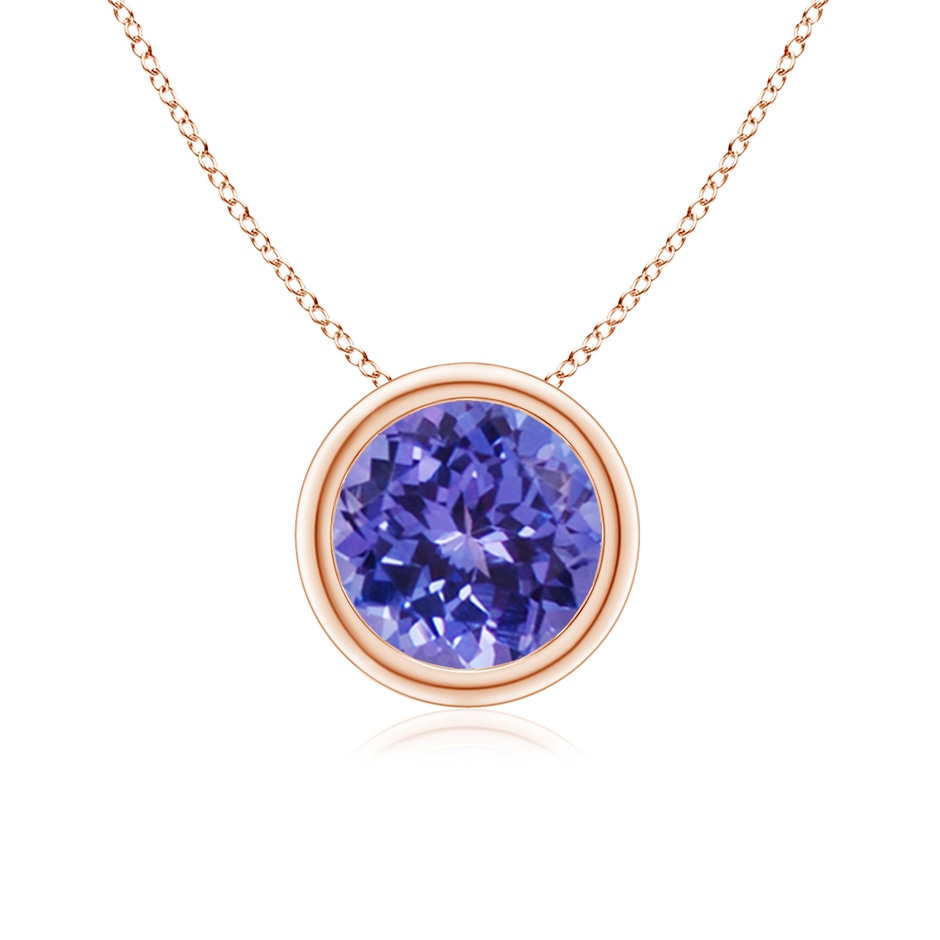 7mm AA Bezel-Set Round Tanzanite Solitaire Pendant in Rose Gold 