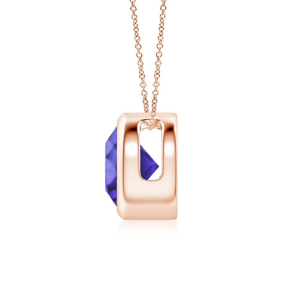 7mm AA Bezel-Set Round Tanzanite Solitaire Pendant in Rose Gold side 199