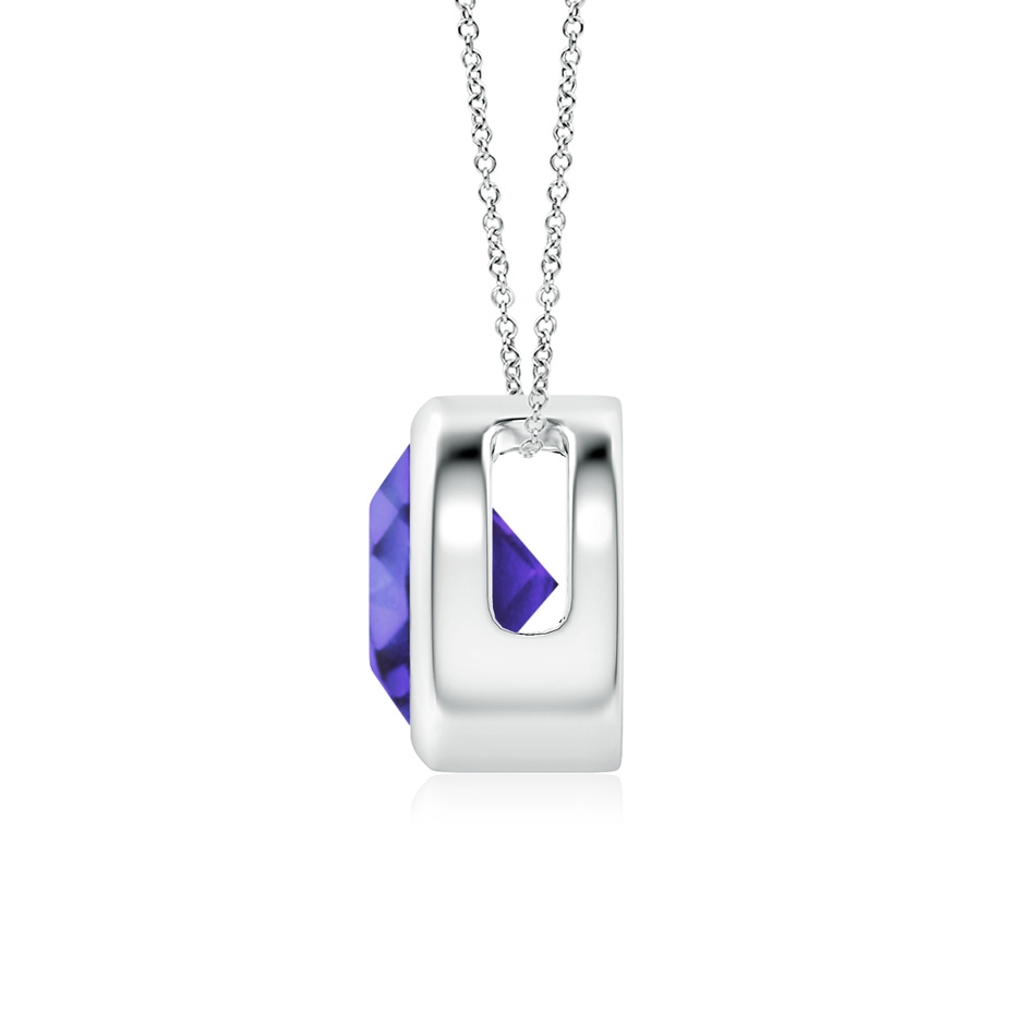 7mm AA Bezel-Set Round Tanzanite Solitaire Pendant in White Gold side 199