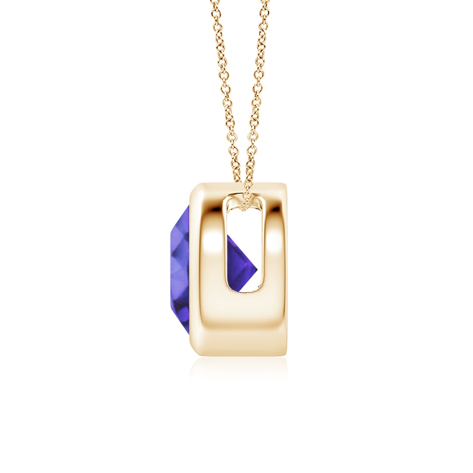 7mm AA Bezel-Set Round Tanzanite Solitaire Pendant in Yellow Gold side 199