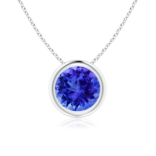 7mm AAA Bezel-Set Round Tanzanite Solitaire Pendant in White Gold