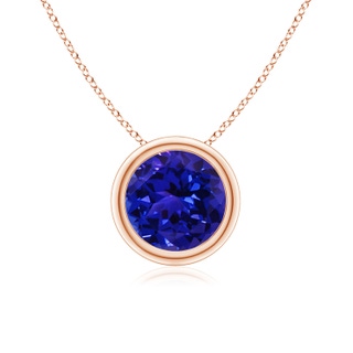 7mm AAAA Bezel-Set Round Tanzanite Solitaire Pendant in 18K Rose Gold