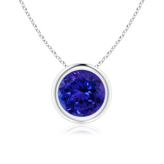 7mm AAAA Bezel-Set Round Tanzanite Solitaire Pendant in P950 Platinum