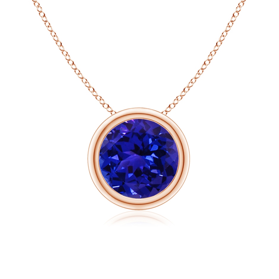 7mm AAAA Bezel-Set Round Tanzanite Solitaire Pendant in Rose Gold 