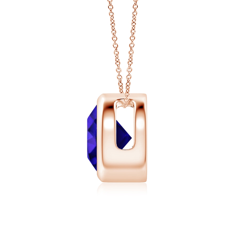 7mm AAAA Bezel-Set Round Tanzanite Solitaire Pendant in Rose Gold side 199