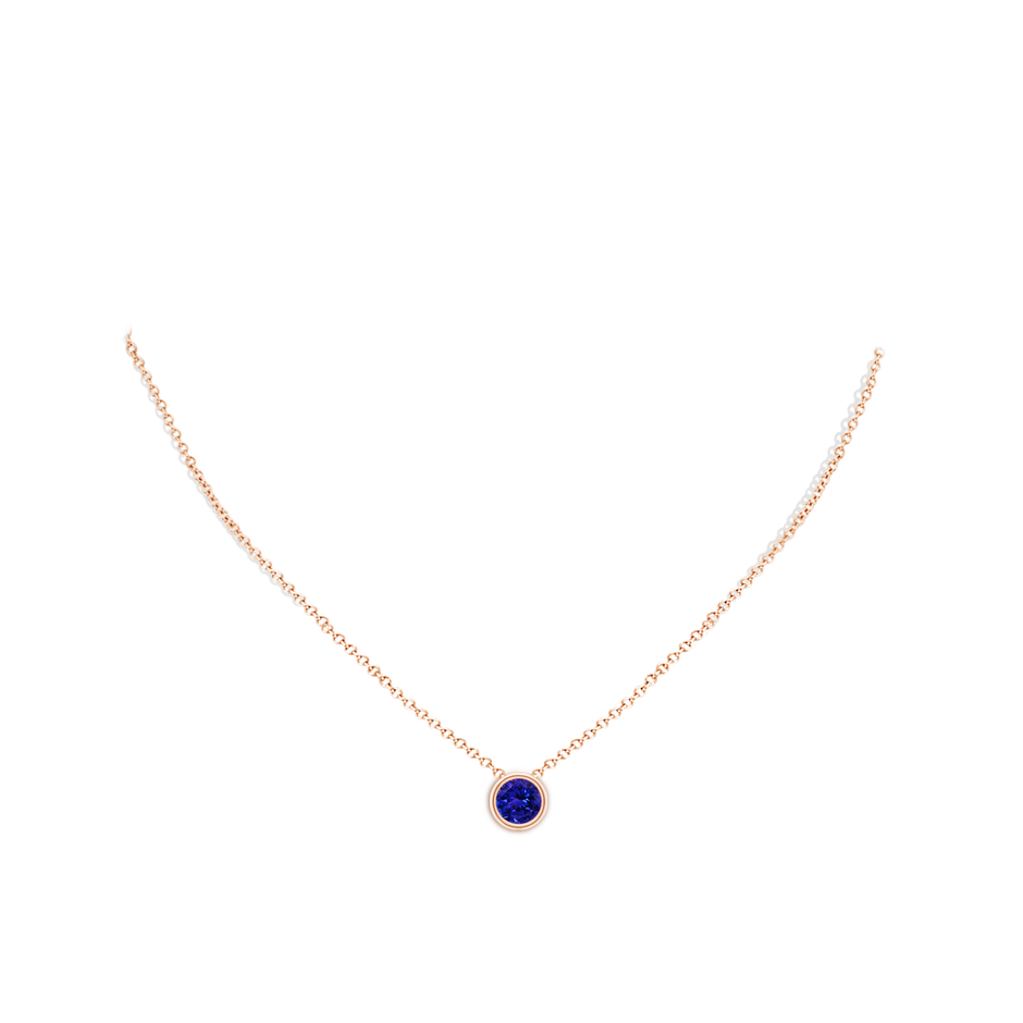 7mm AAAA Bezel-Set Round Tanzanite Solitaire Pendant in Rose Gold pen