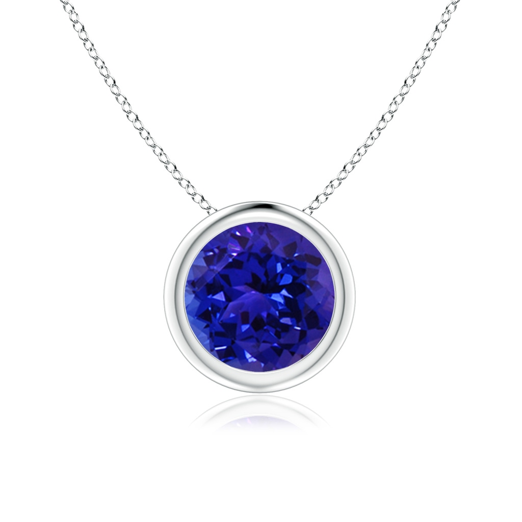 7mm AAAA Bezel-Set Round Tanzanite Solitaire Pendant in White Gold