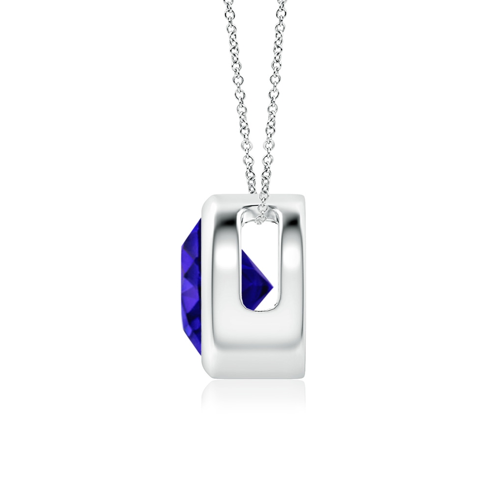 7mm AAAA Bezel-Set Round Tanzanite Solitaire Pendant in White Gold Side 1