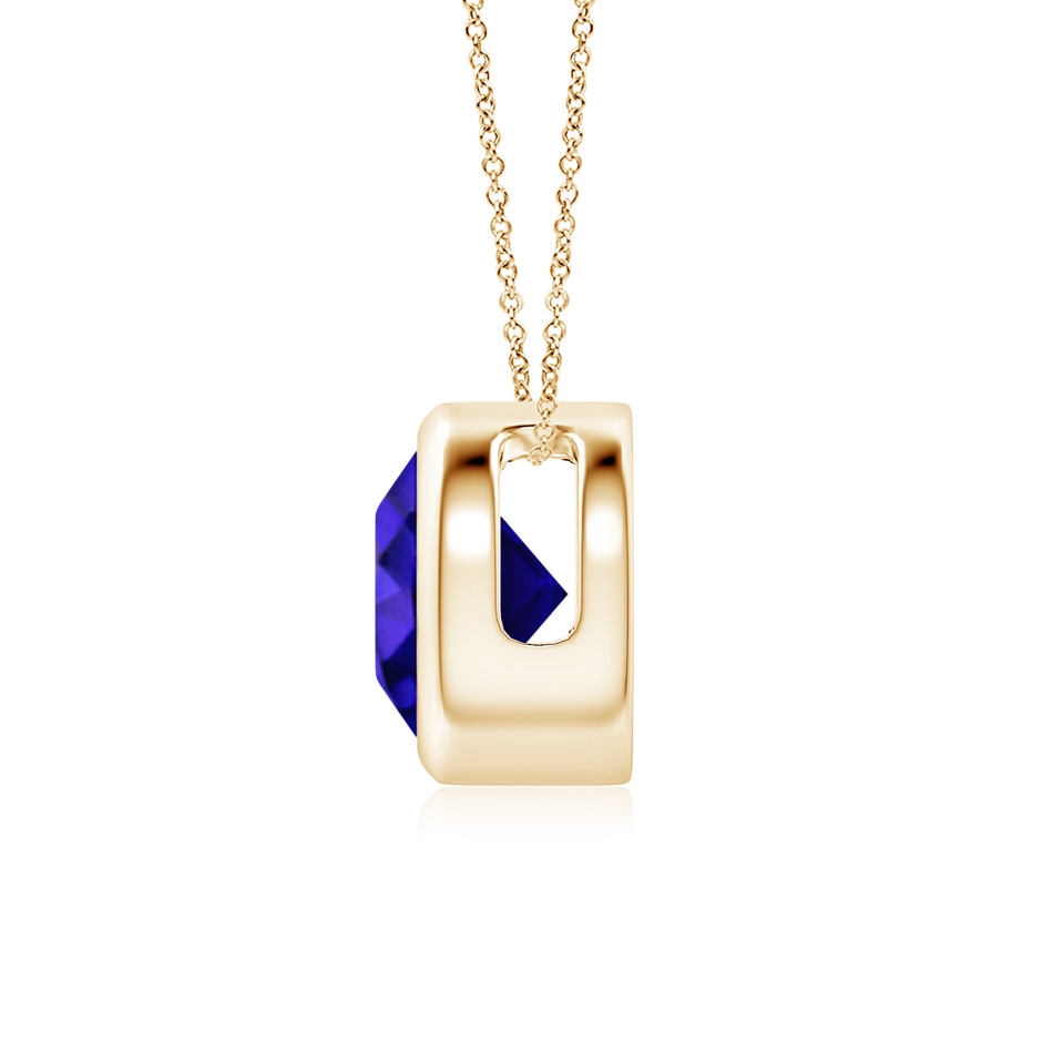 7mm AAAA Bezel-Set Round Tanzanite Solitaire Pendant in Yellow Gold side 199