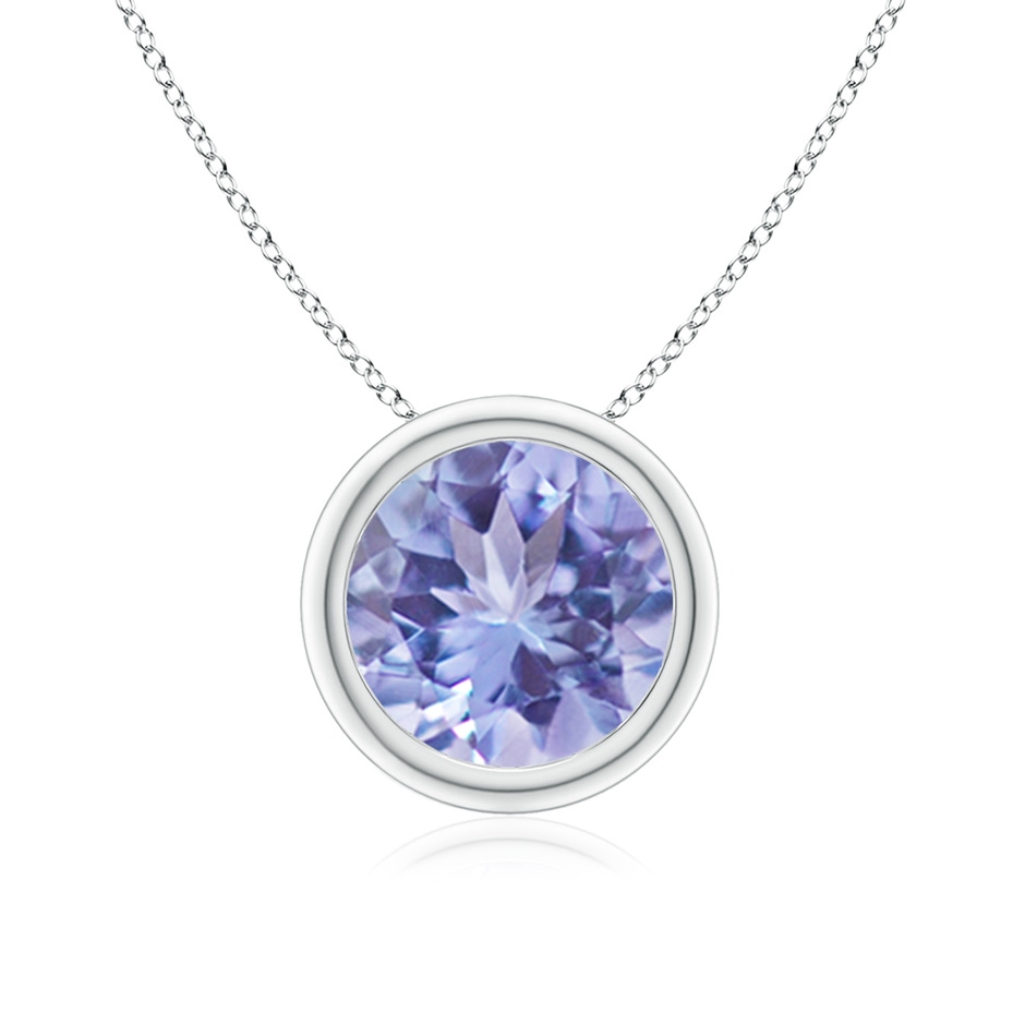 8mm A Bezel-Set Round Tanzanite Solitaire Pendant in P950 Platinum 