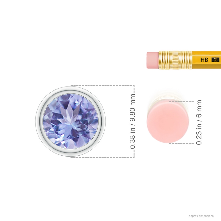 8mm A Bezel-Set Round Tanzanite Solitaire Pendant in P950 Platinum ruler