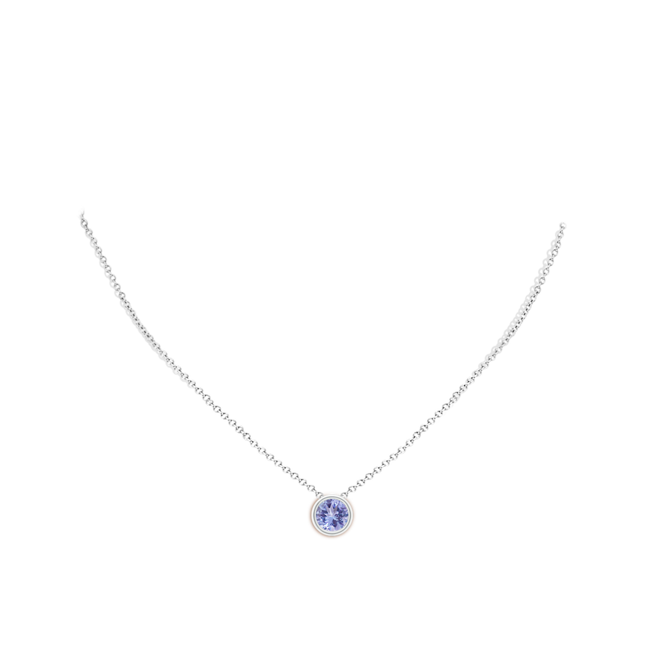 8mm A Bezel-Set Round Tanzanite Solitaire Pendant in P950 Platinum pen
