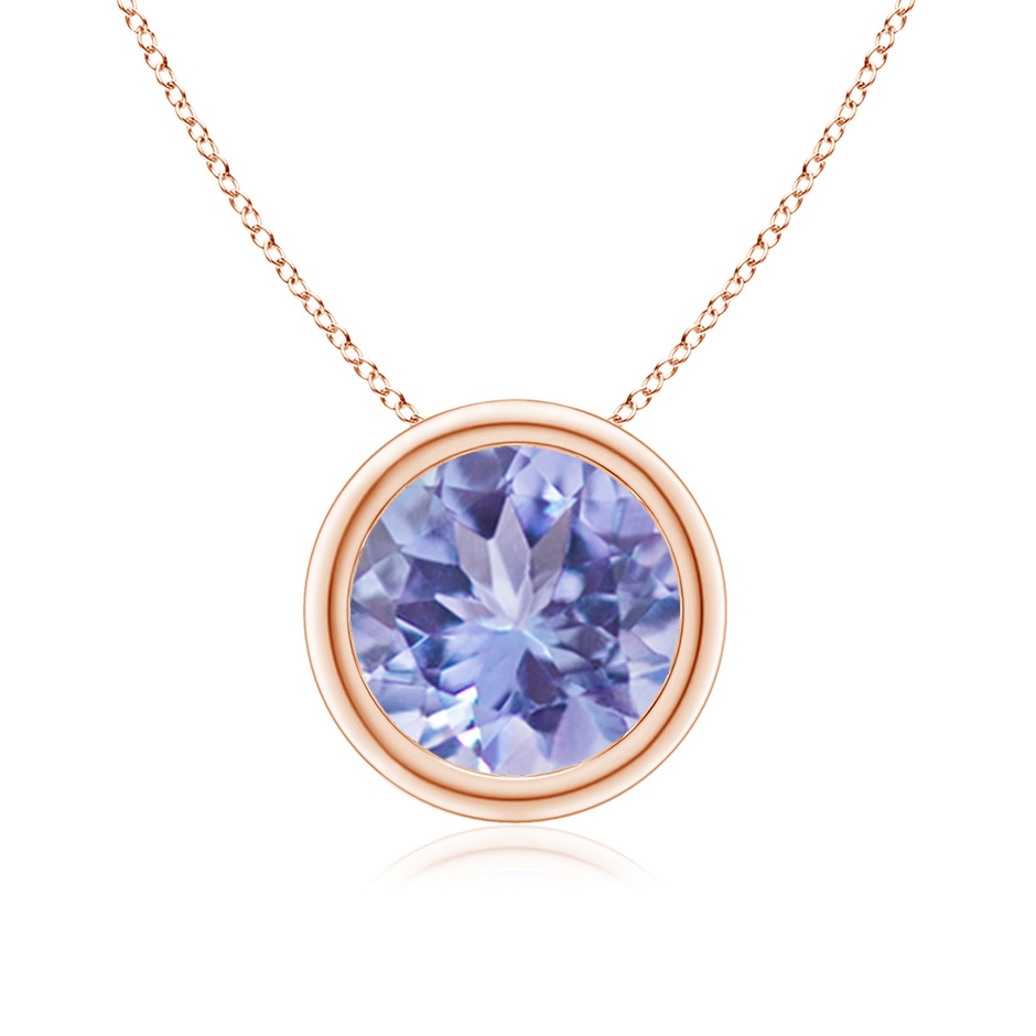 8mm A Bezel-Set Round Tanzanite Solitaire Pendant in Rose Gold 