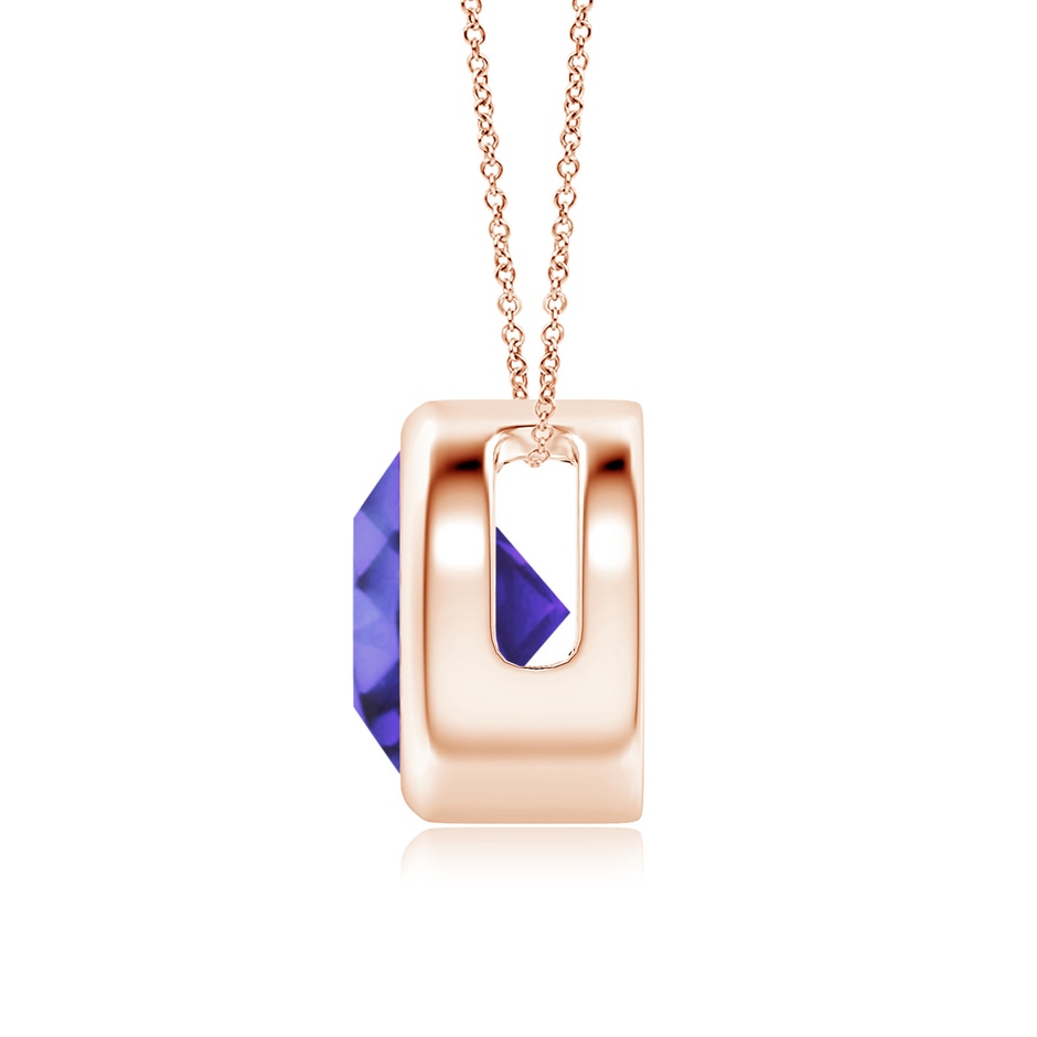 8mm AA Bezel-Set Round Tanzanite Solitaire Pendant in 18K Rose Gold side 199