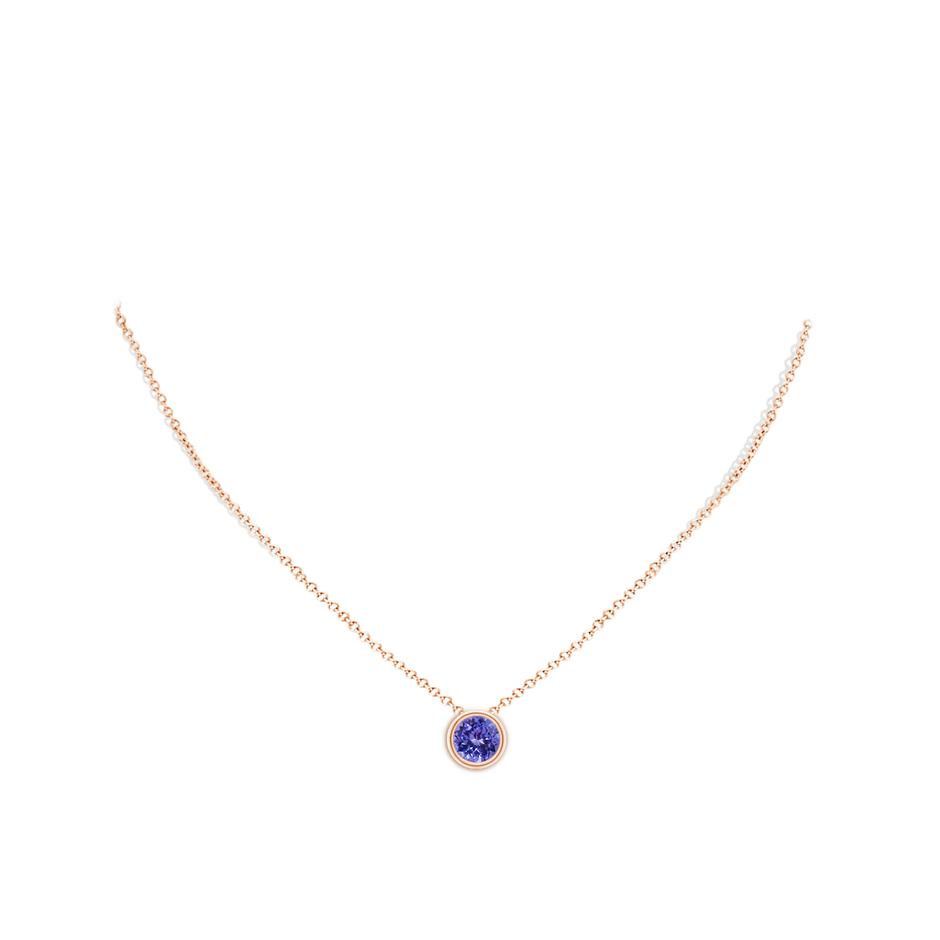 8mm AA Bezel-Set Round Tanzanite Solitaire Pendant in 18K Rose Gold pen