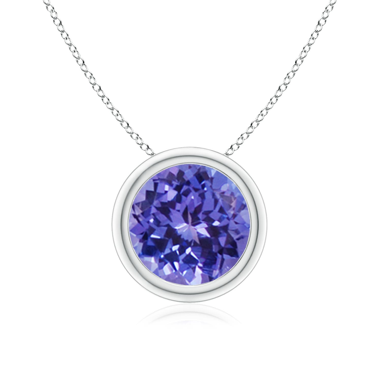 8mm AA Bezel-Set Round Tanzanite Solitaire Pendant in P950 Platinum
