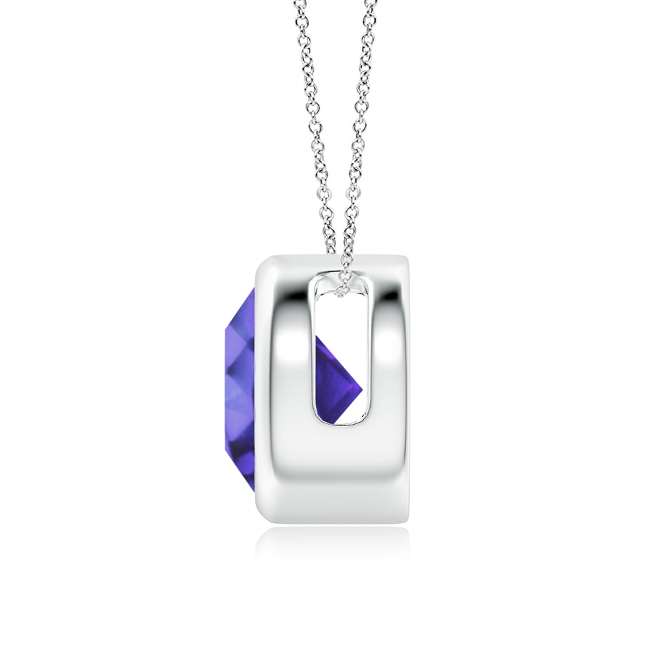 8mm AA Bezel-Set Round Tanzanite Solitaire Pendant in White Gold side 199