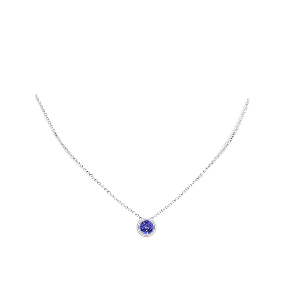 8mm AA Bezel-Set Round Tanzanite Solitaire Pendant in White Gold pen