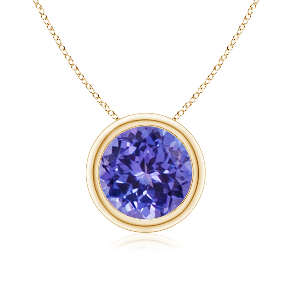 8mm AA Bezel-Set Round Tanzanite Solitaire Pendant in Yellow Gold 