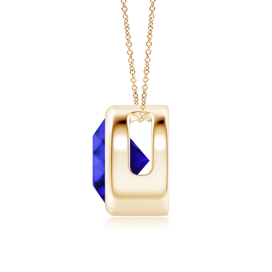 8mm AAA Bezel-Set Round Tanzanite Solitaire Pendant in 18K Yellow Gold side 199