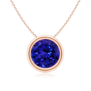 8mm AAAA Bezel-Set Round Tanzanite Solitaire Pendant in 18K Rose Gold