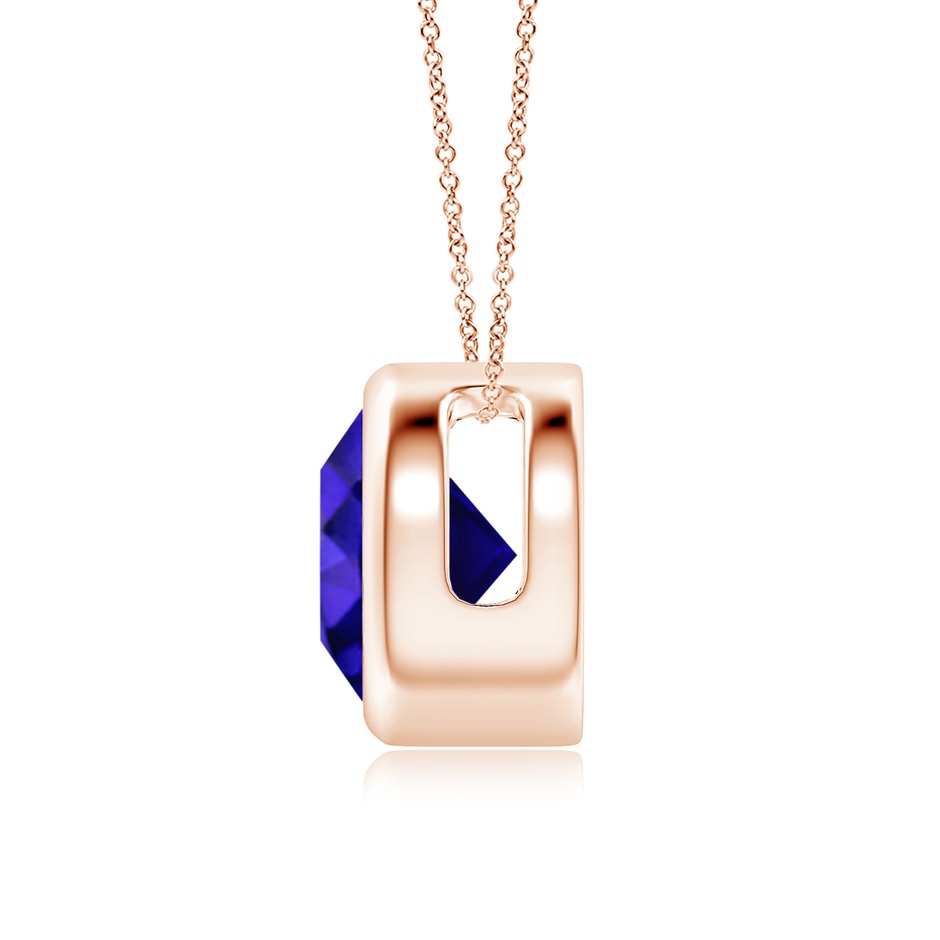 8mm AAAA Bezel-Set Round Tanzanite Solitaire Pendant in 18K Rose Gold side 199