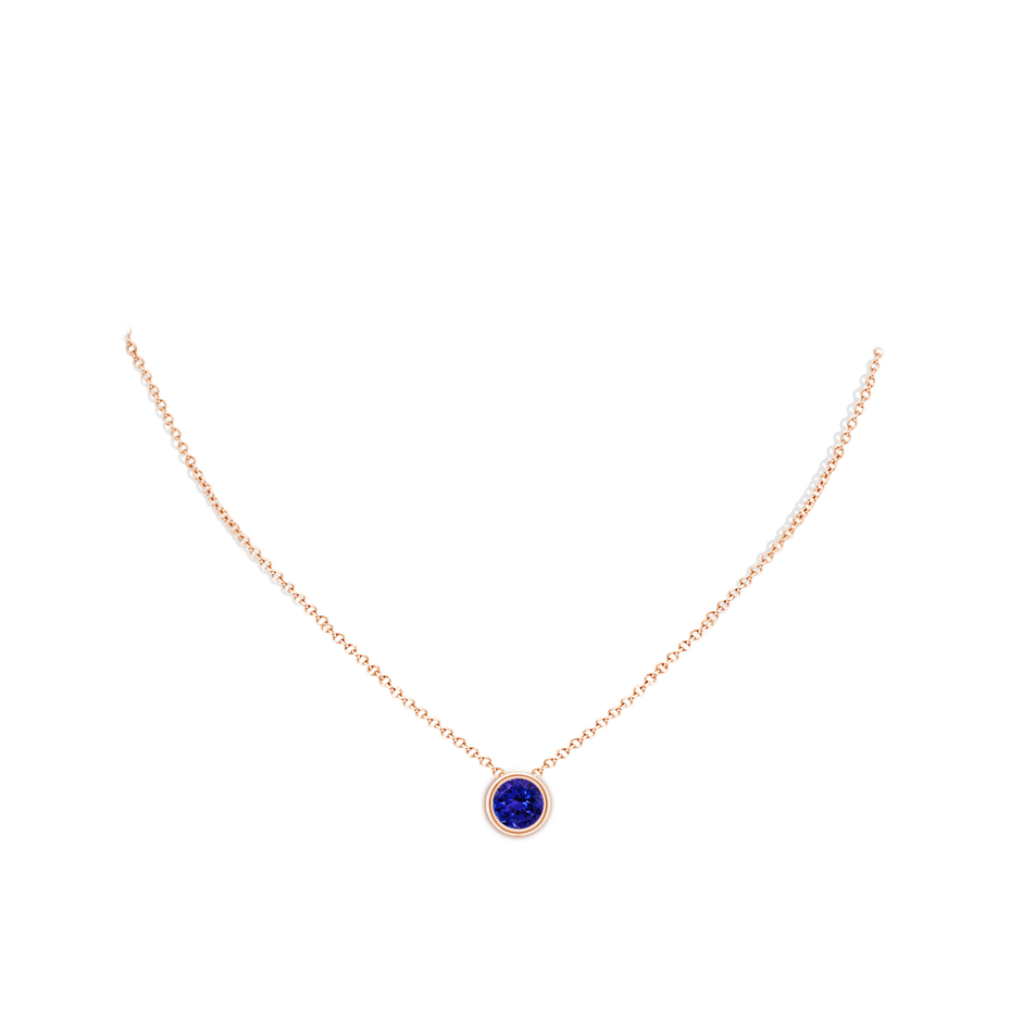 8mm AAAA Bezel-Set Round Tanzanite Solitaire Pendant in Rose Gold pen