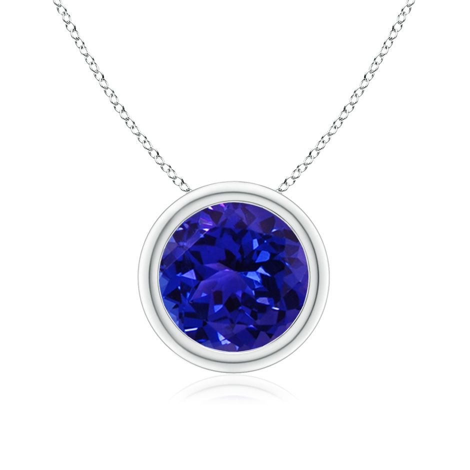 8mm AAAA Bezel-Set Round Tanzanite Solitaire Pendant in White Gold 