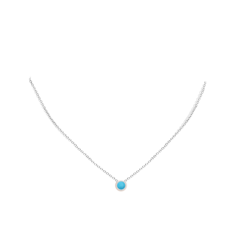 5mm A Bezel-Set Round Turquoise Solitaire Pendant in S999 Silver pen