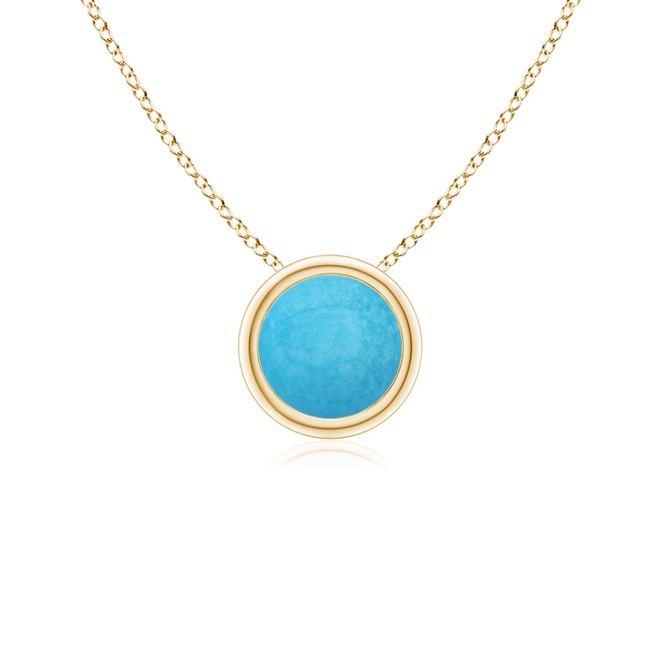 5mm A Bezel-Set Round Turquoise Solitaire Pendant in Yellow Gold 