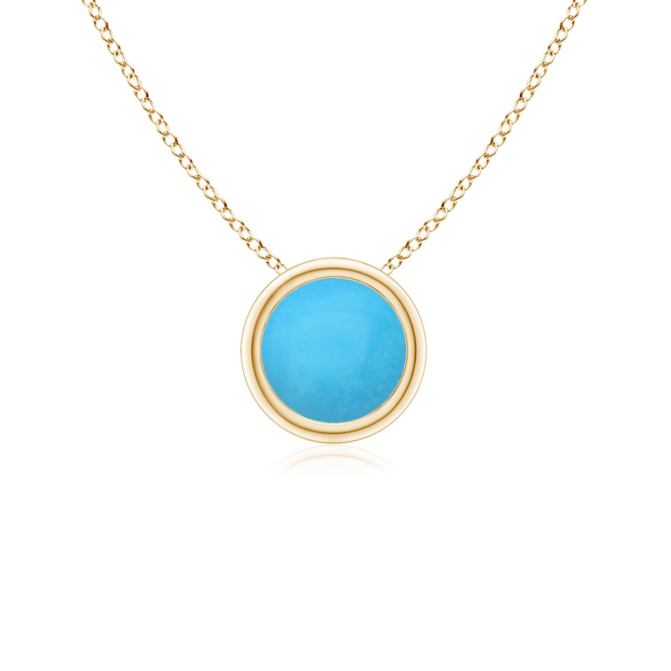5mm AAA Bezel-Set Round Turquoise Solitaire Pendant in Yellow Gold 