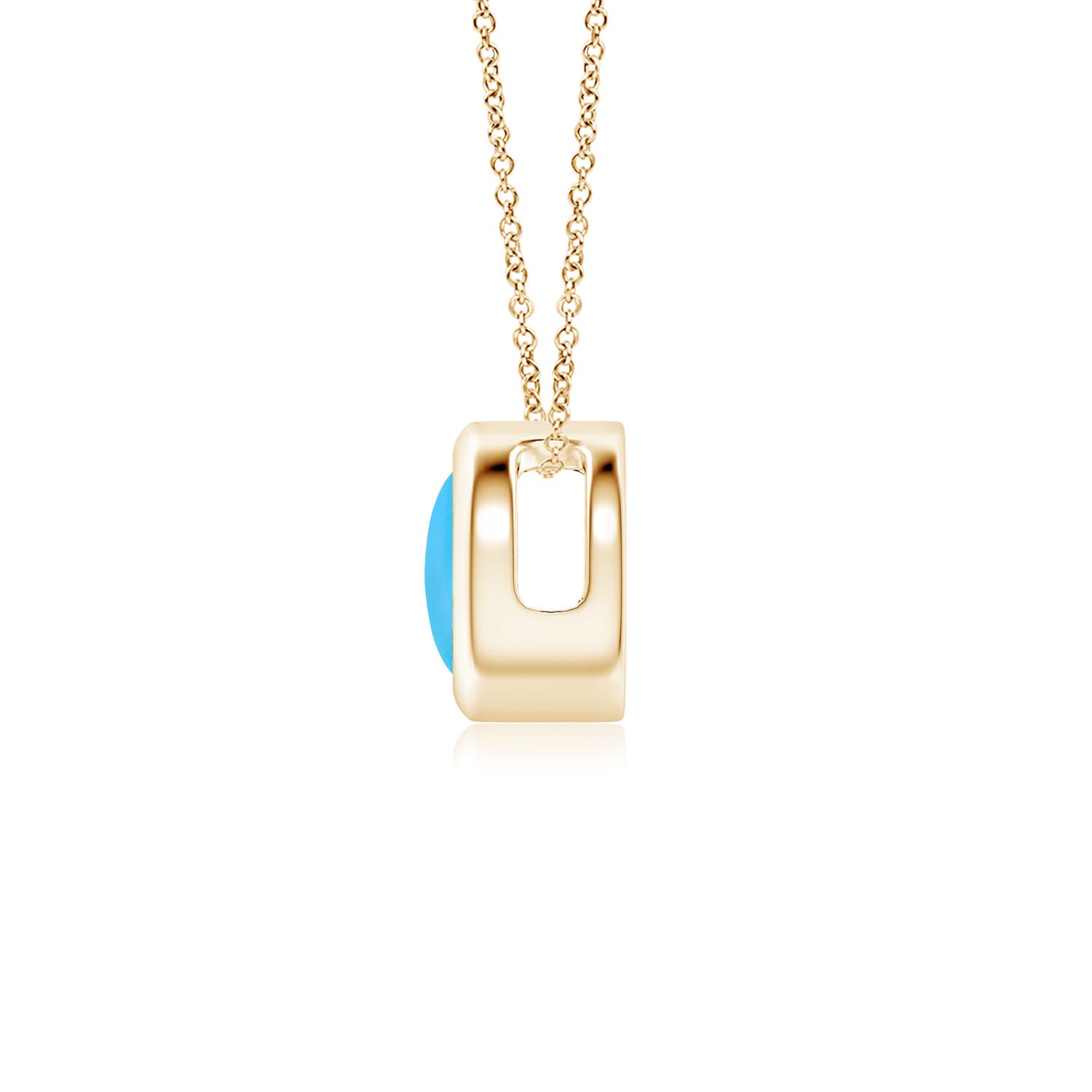 5mm AAA Bezel-Set Round Turquoise Solitaire Pendant in Yellow Gold