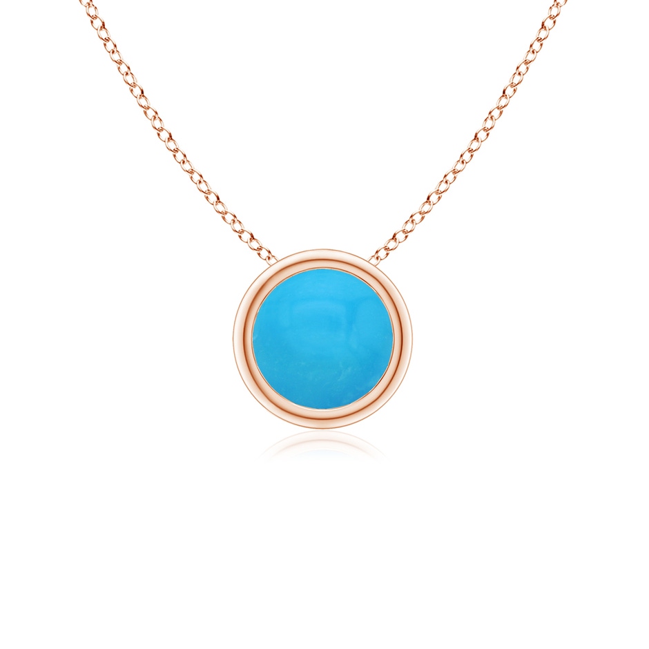 5mm AAAA Bezel-Set Round Turquoise Solitaire Pendant in Rose Gold 